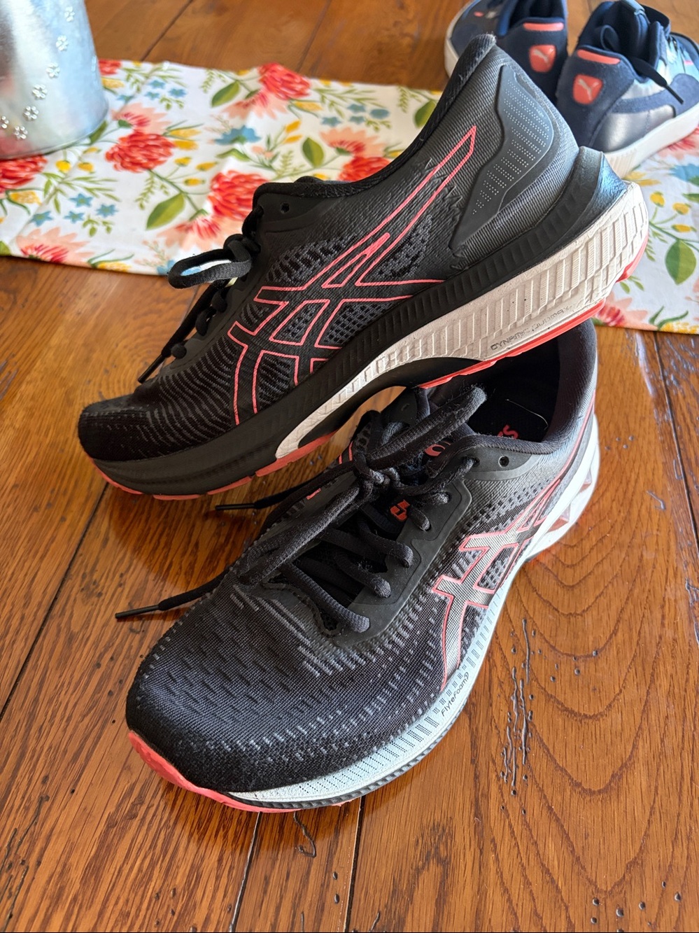 ASICS Black and Coral Women's Running Sneakers